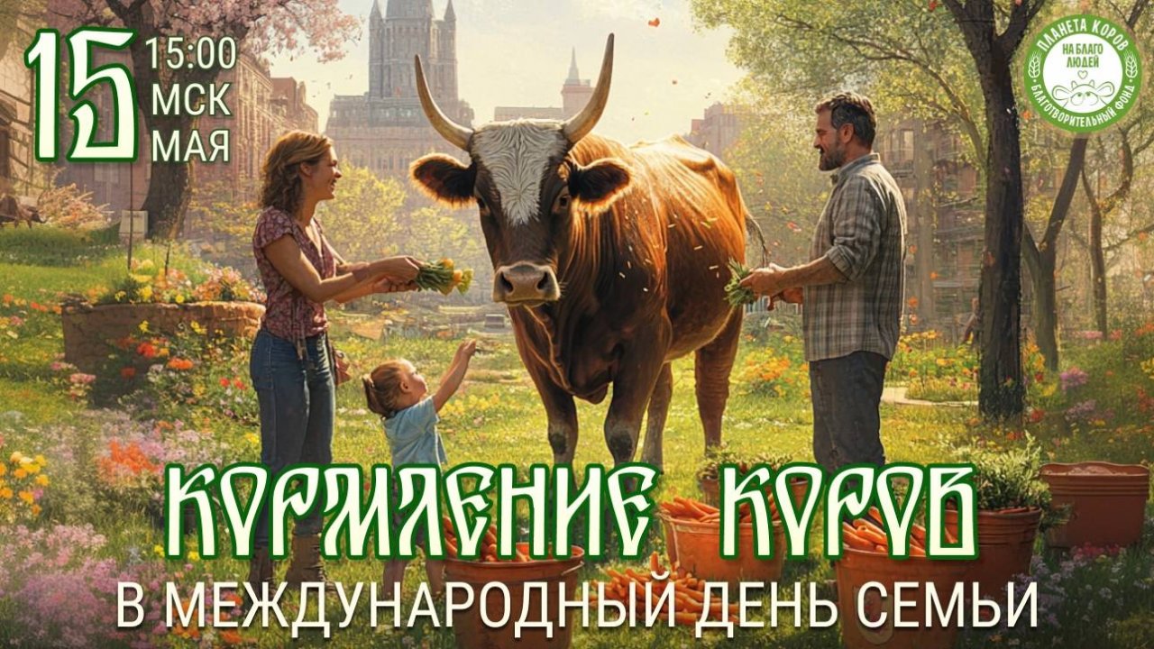 Кормление коров онлайн в День семьи, 15.05.2025г., Планета коров