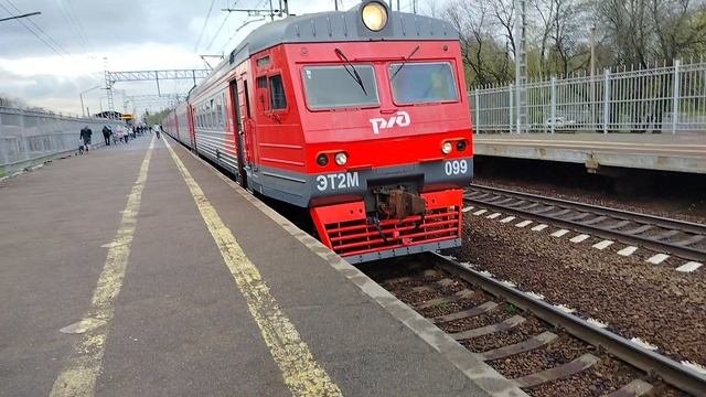 Электропоезд ЭТ2М-099 Конечная станция Колпино и Высокоскоростной Электропоезд Сапсан ЭВС1-12Колпино