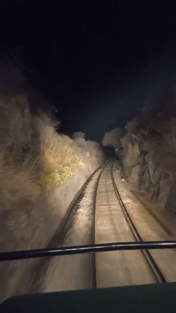 Live from train driver cab scary view of train at night in mountains #shorts #mountains