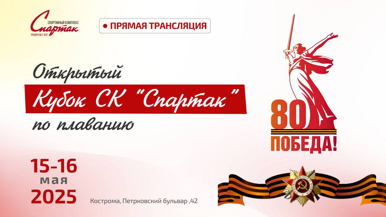Открытый Кубок СК "Спартак" по плаванию, посвященный 80й годовщине Победы в Великой Отечественной Во
