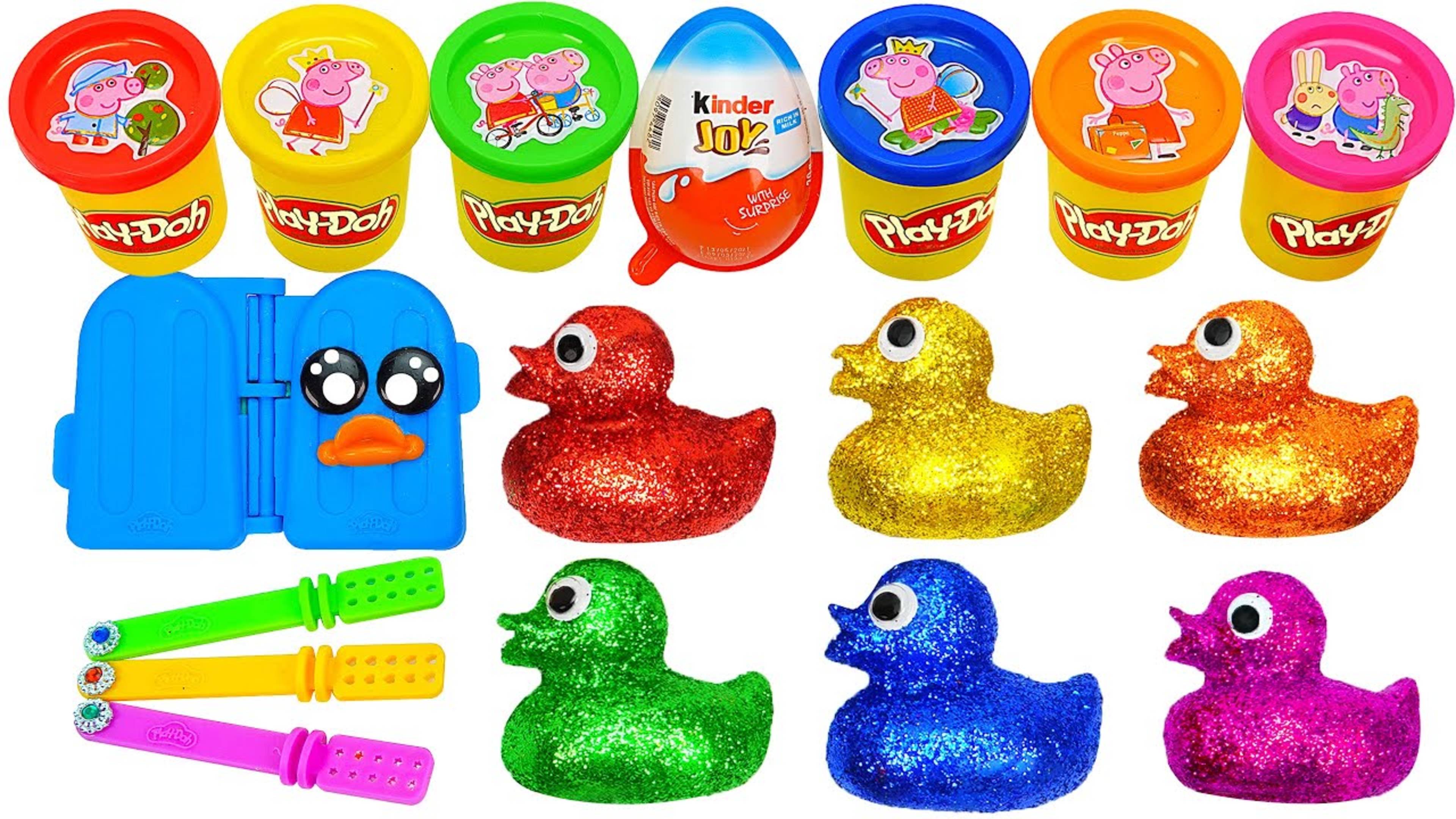Как приготовить мороженое Playdoh с утиными конфетными шариками и блестящей нарезкой ASMR