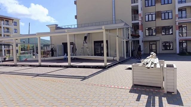Возрождение мангальной зоны, возведение ресторана, свежий песок в песочницах. ЖК Кипарис Сукко.