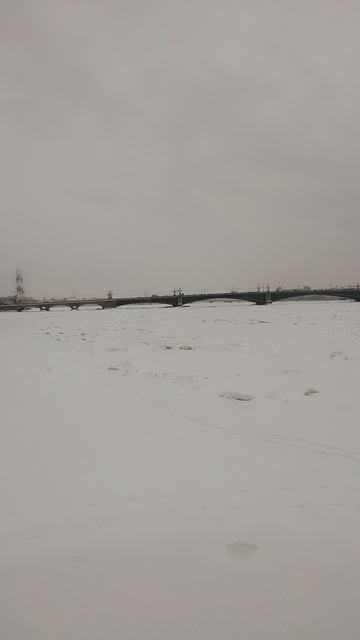 Троицкий мост, замерзшая Нева, Петербург, 12 декабря 2023.