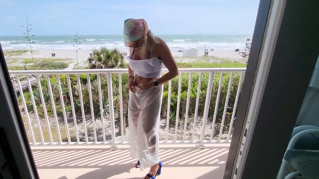 Extreme Micro Exotic String Bikini in Cocoa Beach with ASMR beach waves