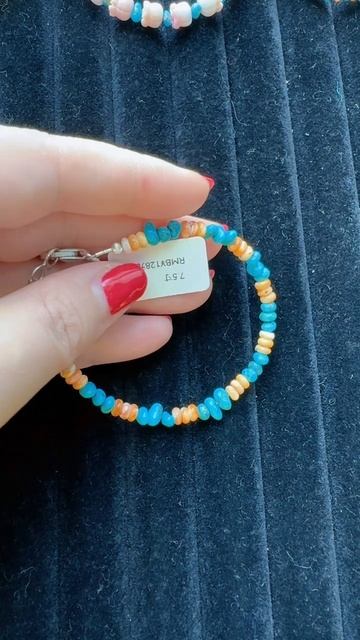250514-3 Parent - Child Bracelets: Turquoise & Orange Spiny Oyster Perfect Match