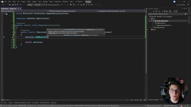 26.Configuring dependency injection and installing MediatR