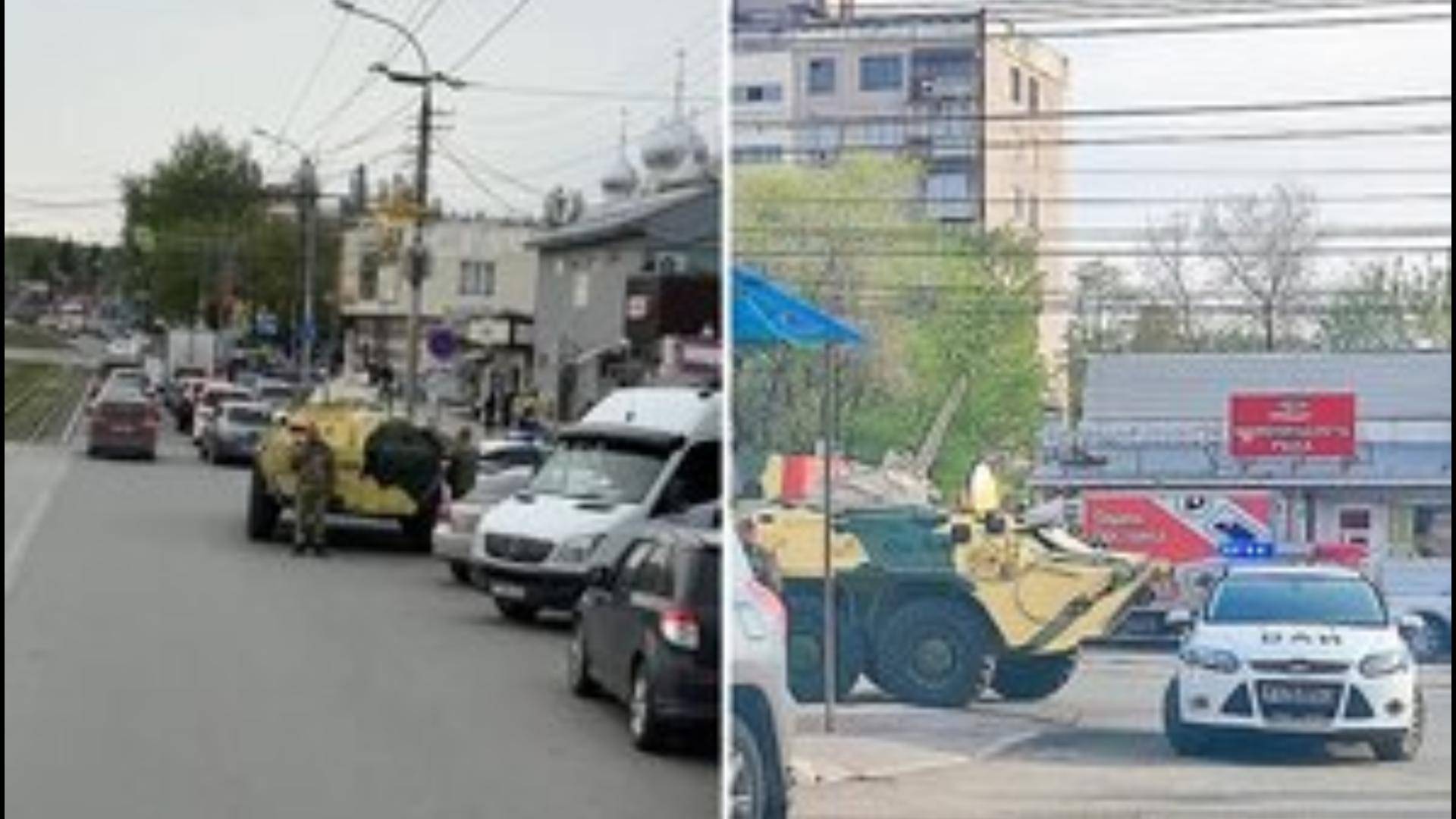 Массовое ДТП с бронетранспортером произошло в Новосибирске