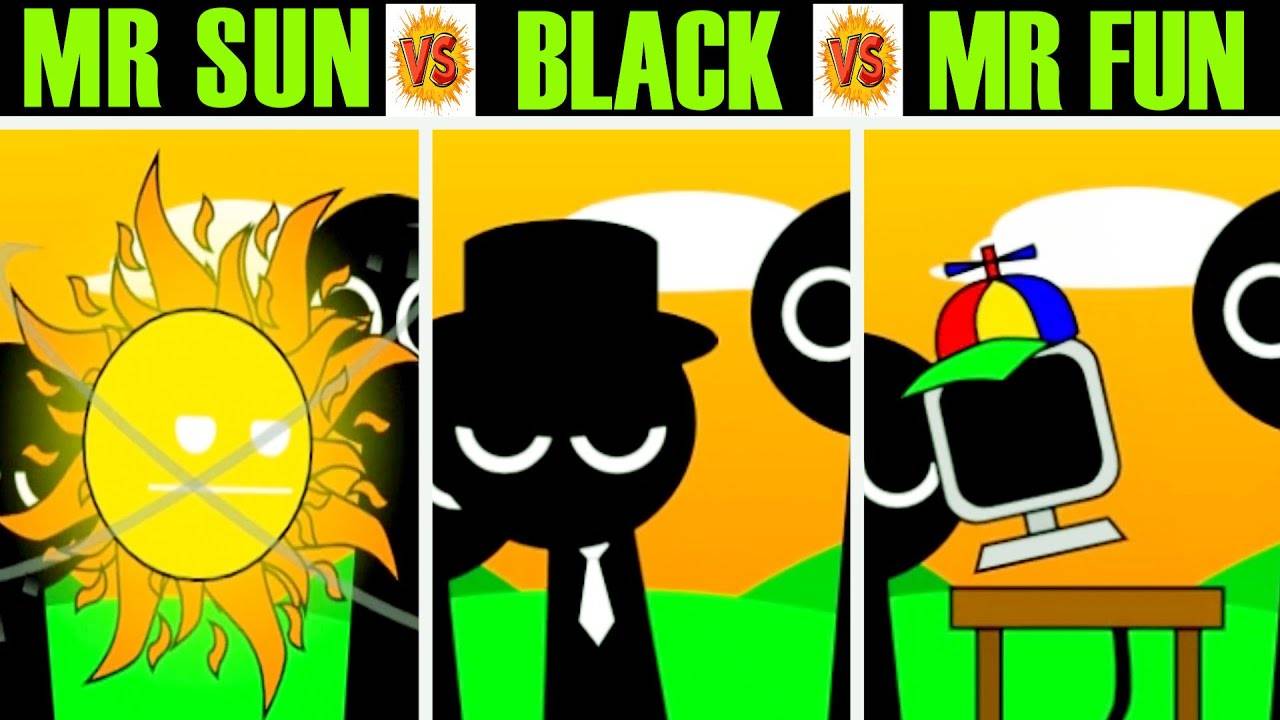 Невероятный Sprunki Definitive, но смешайте MR Sun против MR Fun (Computer) против Black