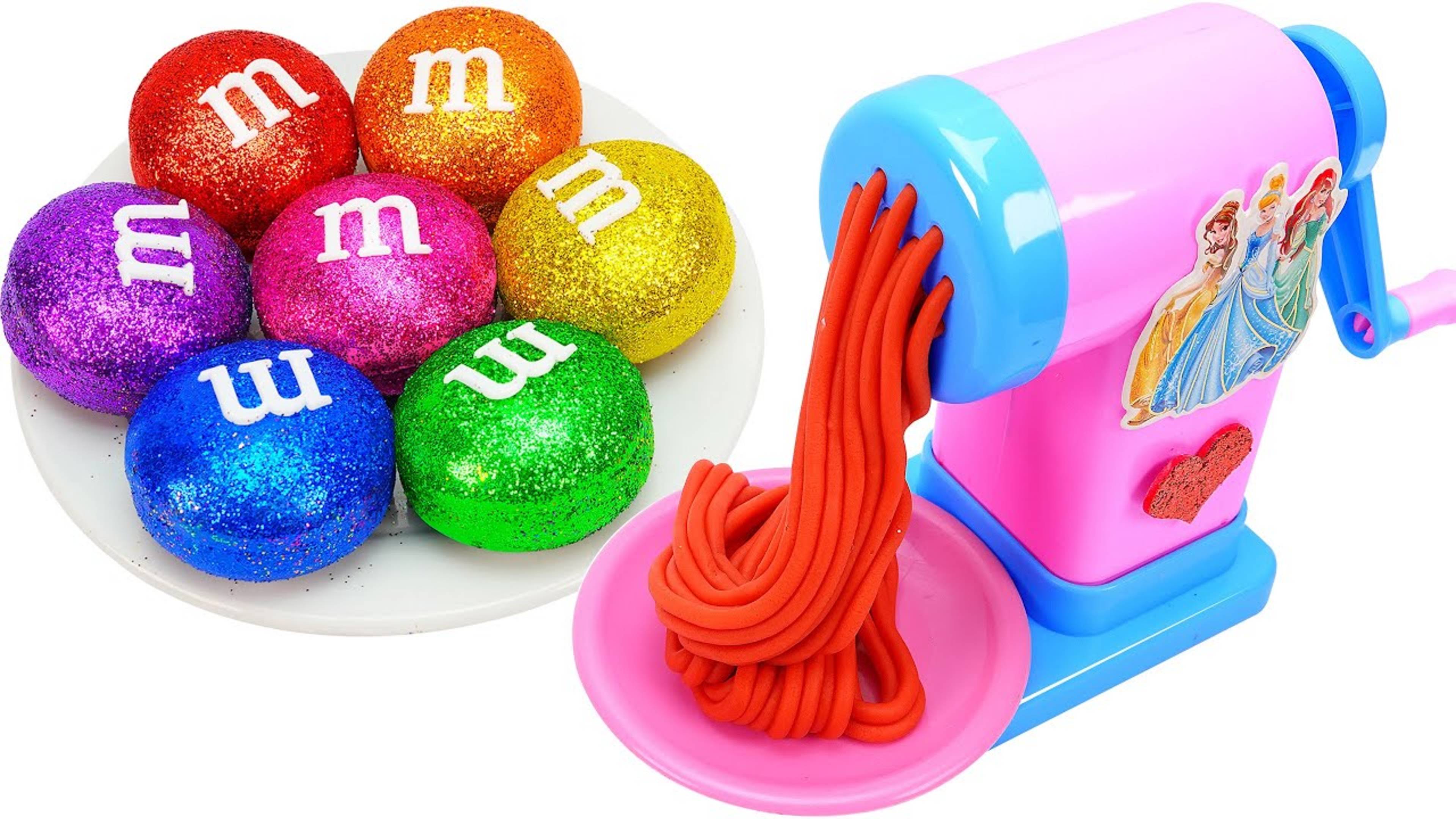Как приготовить узелки и конфеты в цветах радуги с помощью Playdoh Cutting ASMR