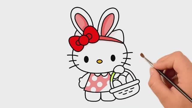 Как легко нарисовать пасхального кролика Hello Kitty