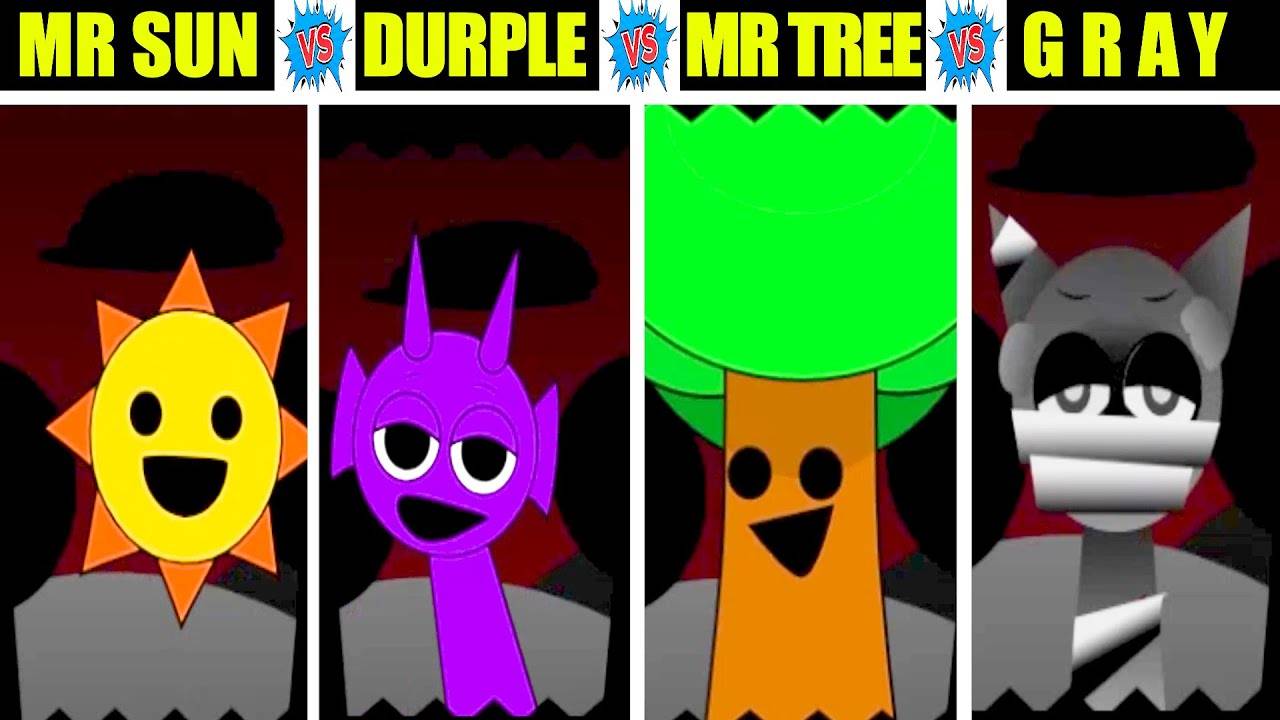 Невероятный Sprunki Definitive, но смешайте MR Sun против Durple vs MR Tree  во всех фазах