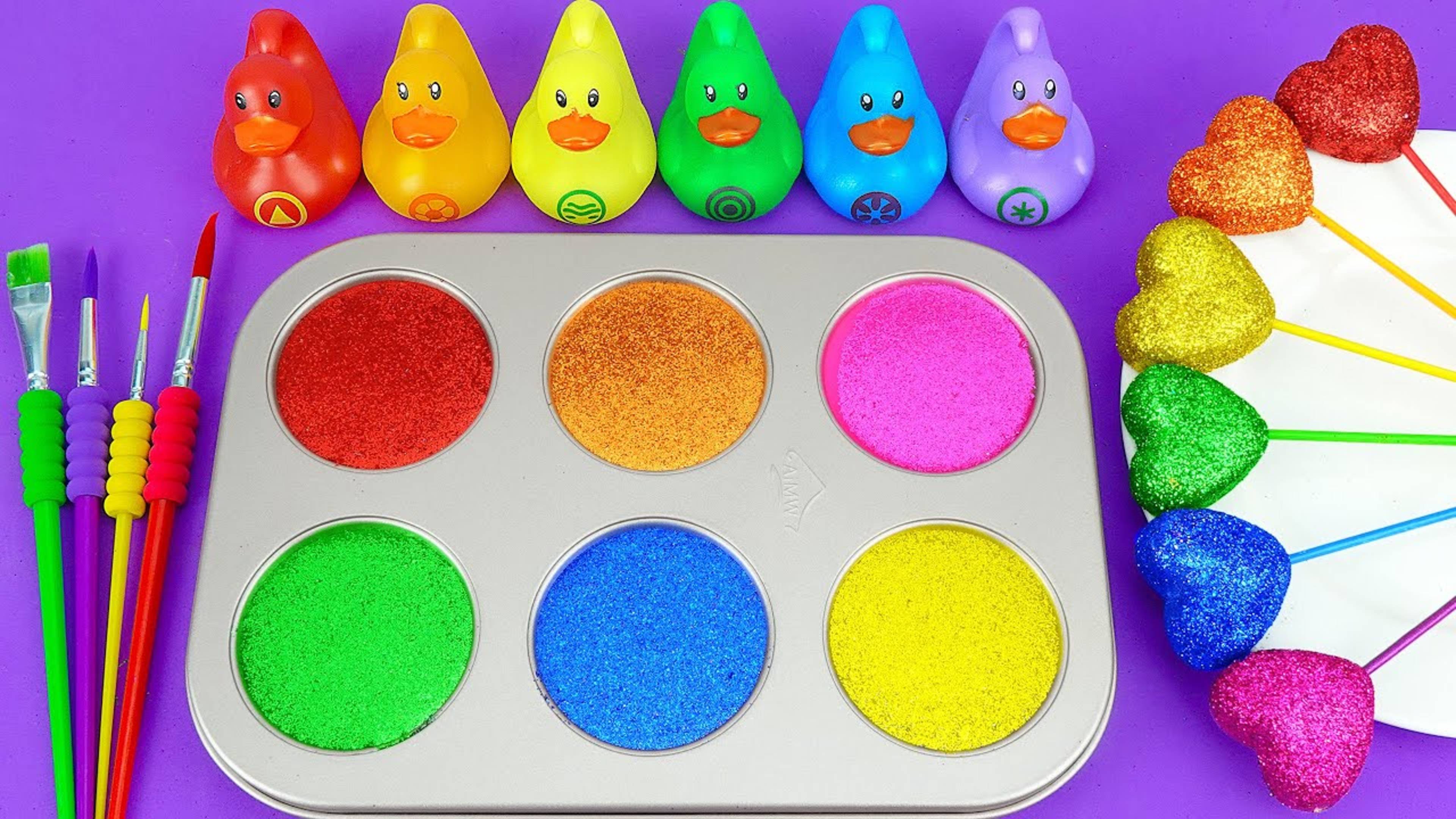 Как приготовить радужный леденец на палочке с блестками Playdoh Cutting ASMR