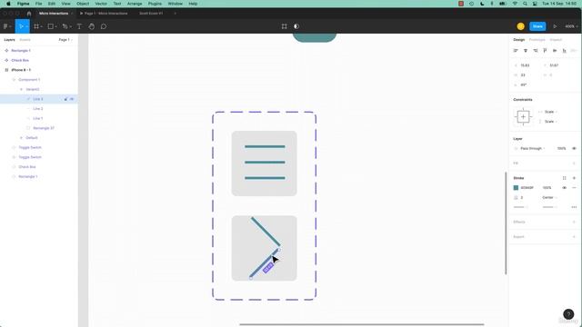 2610. Micro Interaction burger menu turned into cross in Figma