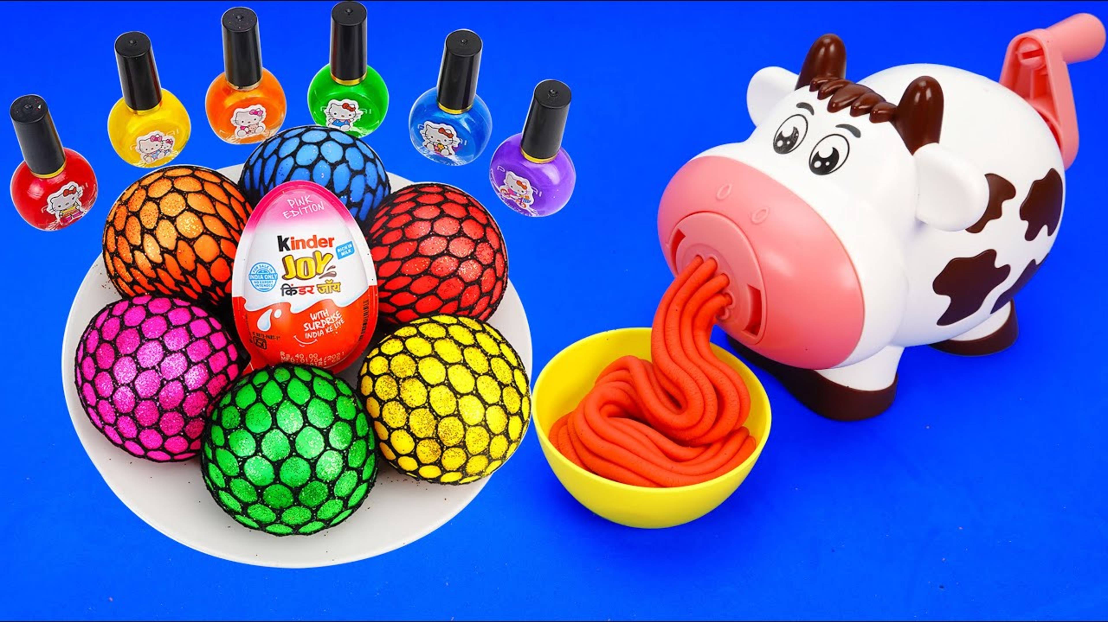 Как превратить шарики Playdoh в радужные сетчатые шарики с помощью режущей пластины ASMR