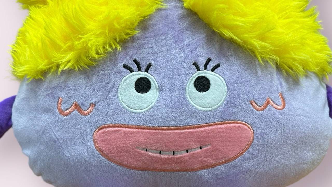 Игрушка мягкая Монстрик-девочка Размер: 35х12х35см Цвет:  сиреневый+желтый