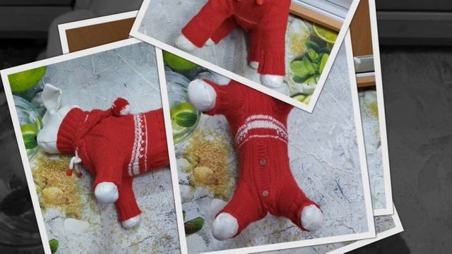 Комбинезон на собак с капюшоном вязаный ручная работа