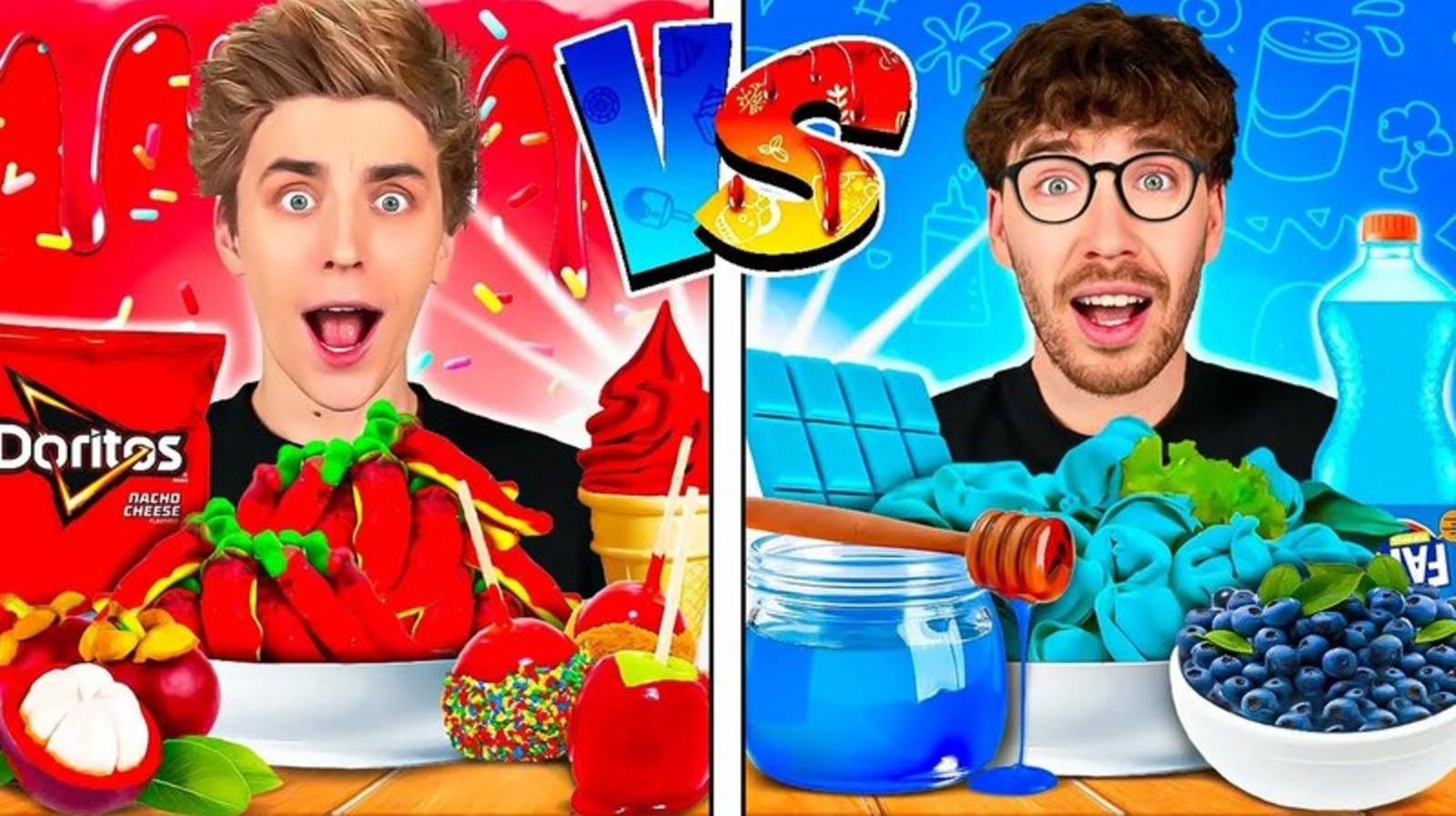 А4 : КРАСНАЯ vs СИНЯЯ ЕДА Челлендж ! ВЛАД А4