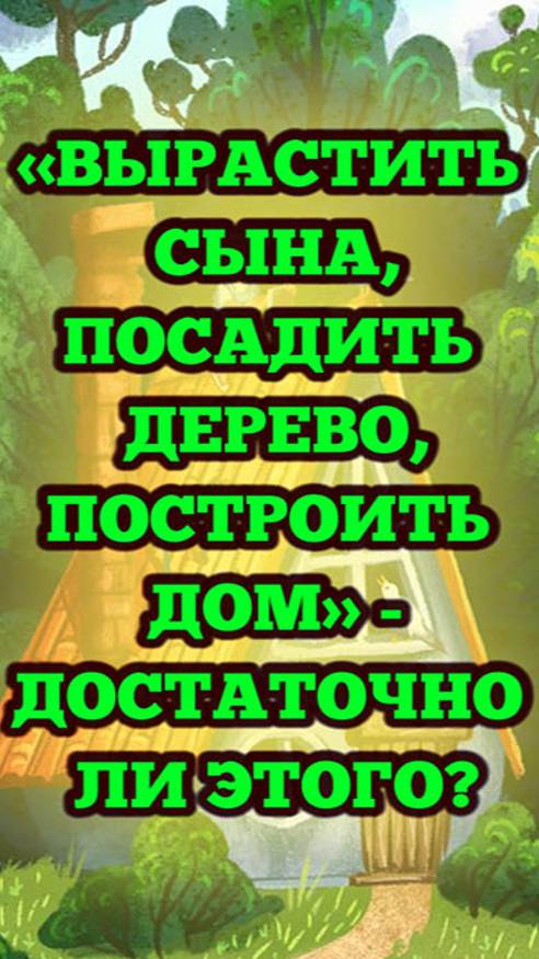 «Вырастить сына, посадить дерево, построить дом» - достаточно ли этого для человека?