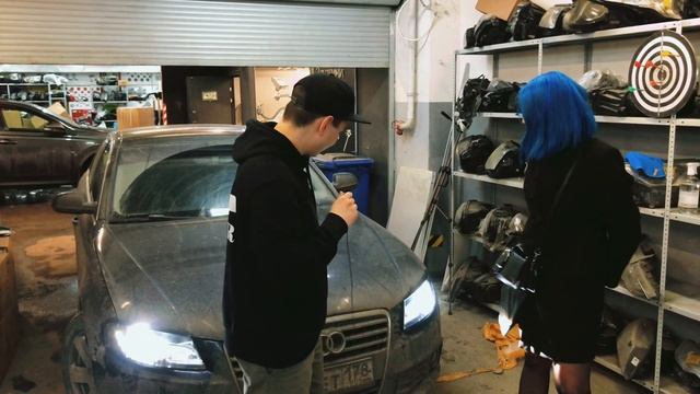 Подарили девочке эмоций от Audi a4. Заменили штатный свет на bi-led линзы.