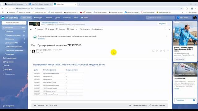 Обработка пропущенных вызовов в АТС Ringoline