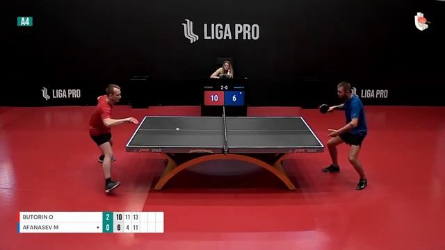 Буторин - Афанасьев , лига про 25082023, удачливый мяч в ракетку 10-6