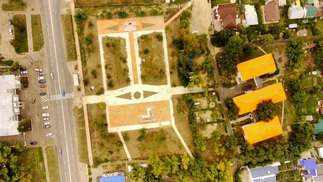 Город Рубцовск, Комсомольский сквер. Съемка с дрона