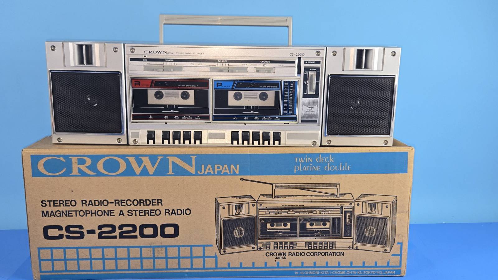 Винтажный бумбокс CROWN CS-2200 AMFM-Япония-1984-год