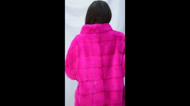 Розовый норкавая шуба с стойка воротник