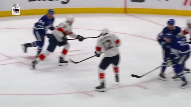 Panthers' A.J. Greer Scores In Front To Chase Joseph Woll In Game 5
