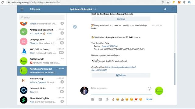 Agrichainx Airdrop (AGN) - Get 20 AGN Tokens = 10$ / Криптоваюта бесплатно / Crypto Free
