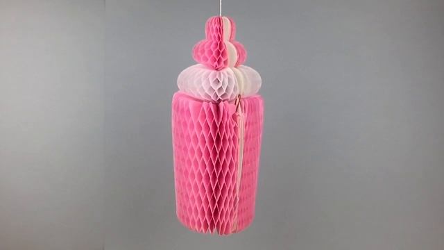 Декоративная подвеска-соты бутылочка розовая