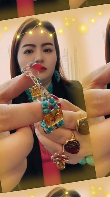 250515-2 Sleeping Beauty Turquoise & Amber Bracelet: Galaxy Roaming on Wrist