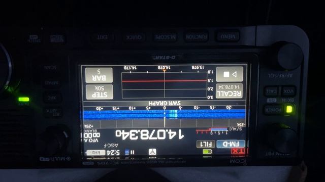Icom ic-705 test swr gp antenna 20m. Swr 1.05