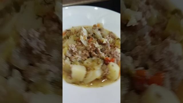 Тушенные овощи с фаршем. Рагу. Мукбанг.