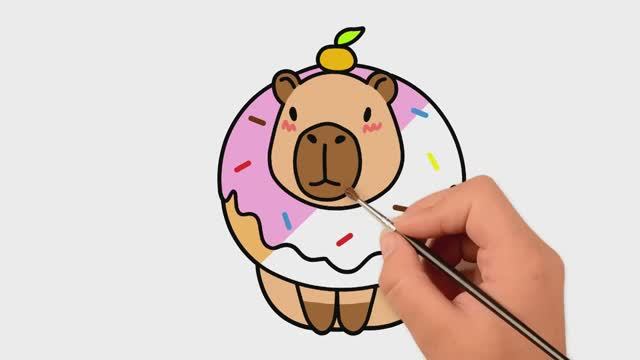 Как нарисовать капибару с пончиками