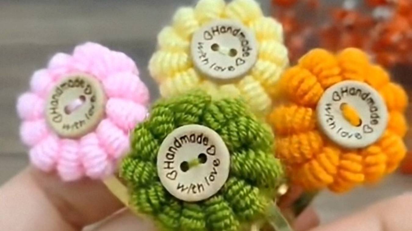 МК Украшение для заколки крючком