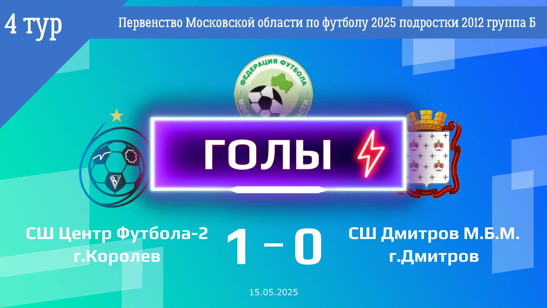 4 тур | СШ Центр Футбола-2 - СШ Дмитров М.Б.М. (ГОЛЫ) (15.05.2025)