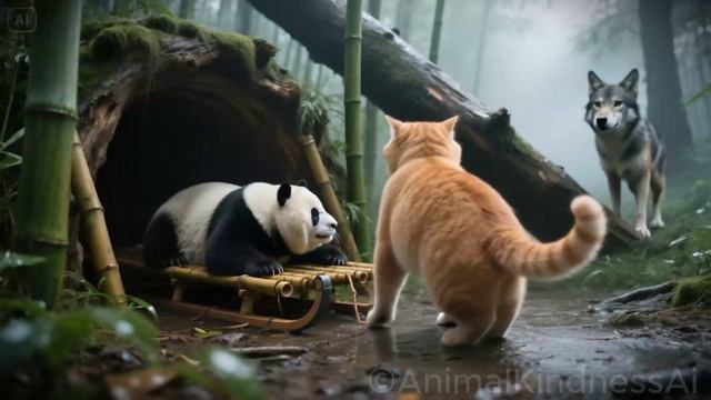 Добрый котик и панда