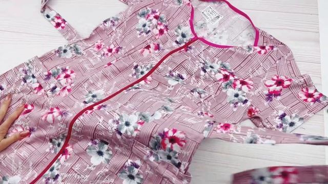 Халат з короткими рукавами квіти. Код:4545.