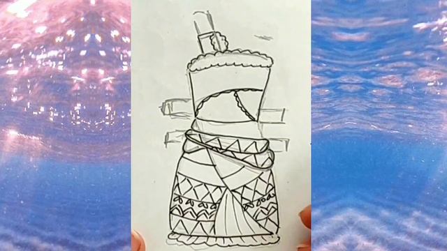 Рисуем платье для куклы - вырезалки 👗