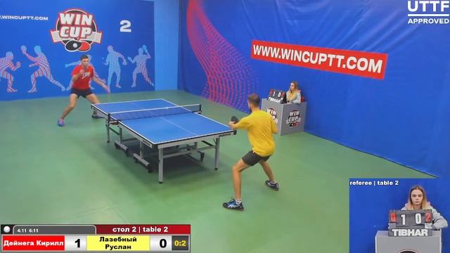 Дейнега Кирилл 1-3 Лазебный Руслан  Турнир Восток 4 WIN CUP 09.10.2021. Прямой эфир Зал 2.