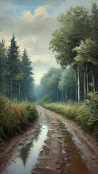 Дорога через лес после дождя (картина #474) \ Художник: Нормов