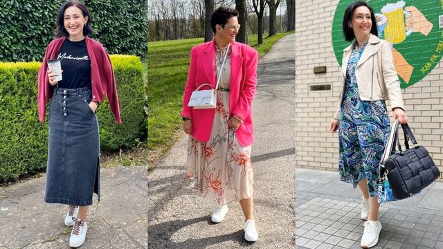 МОДНОЕ ❤️СОЧЕТАНИЕ ПЛАТЬЕ С КРОССОВКАМИ ДЛЯ ЖЕНЩИН 50
