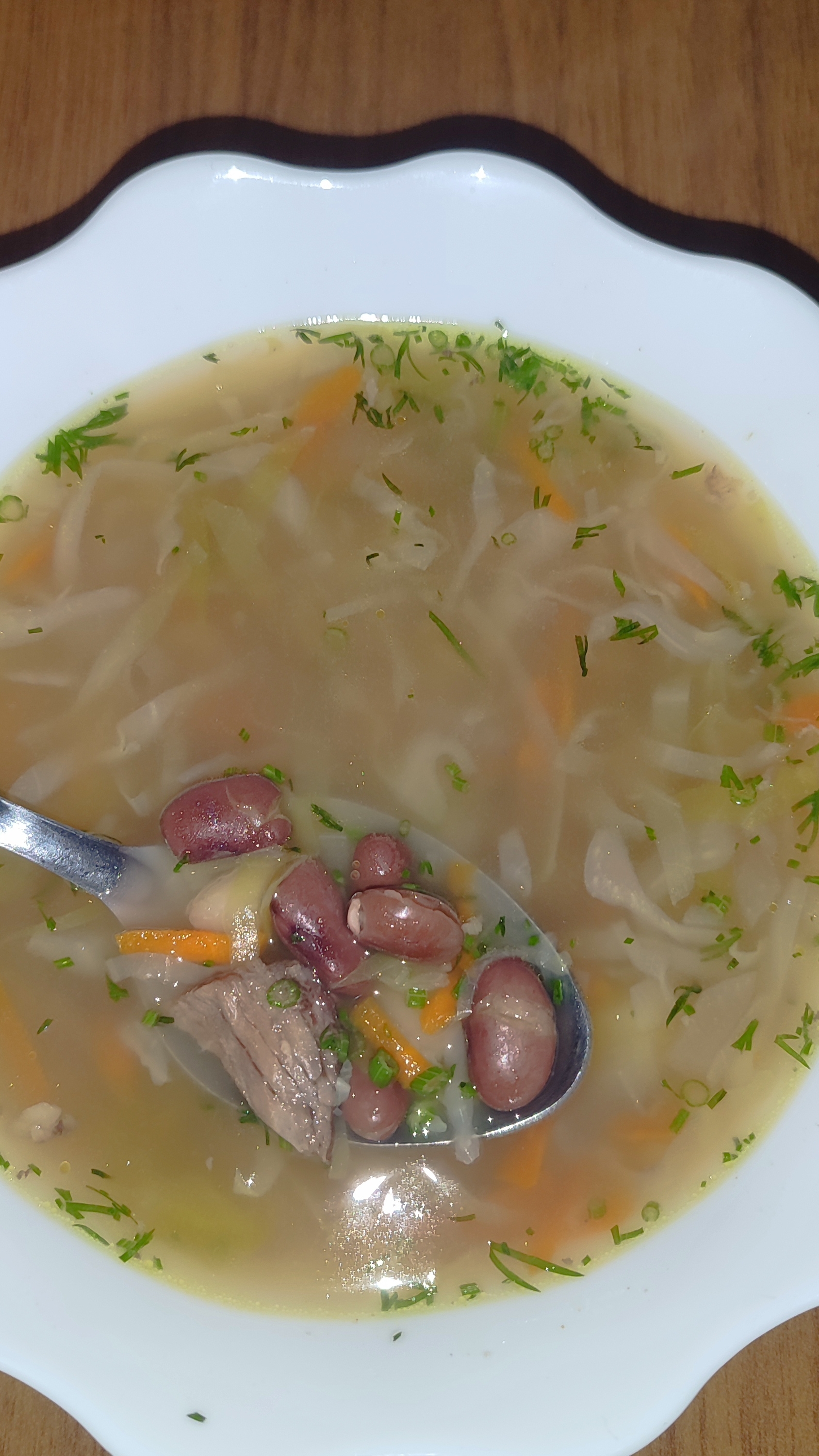 Очень вкусный наваристый суп щи с фасолью