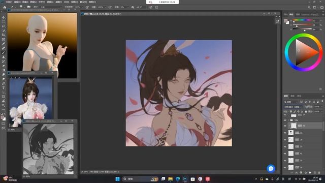 43. W6-女头2起稿打光2