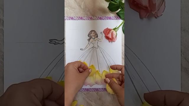 DIY, 3D DRESS, ПЛАТЬЕ ИЗ ЛЕПЕСТКОВ РОЗ, рисование, творчеств?