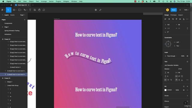 9_87. How to curve text with type on a path in Figma