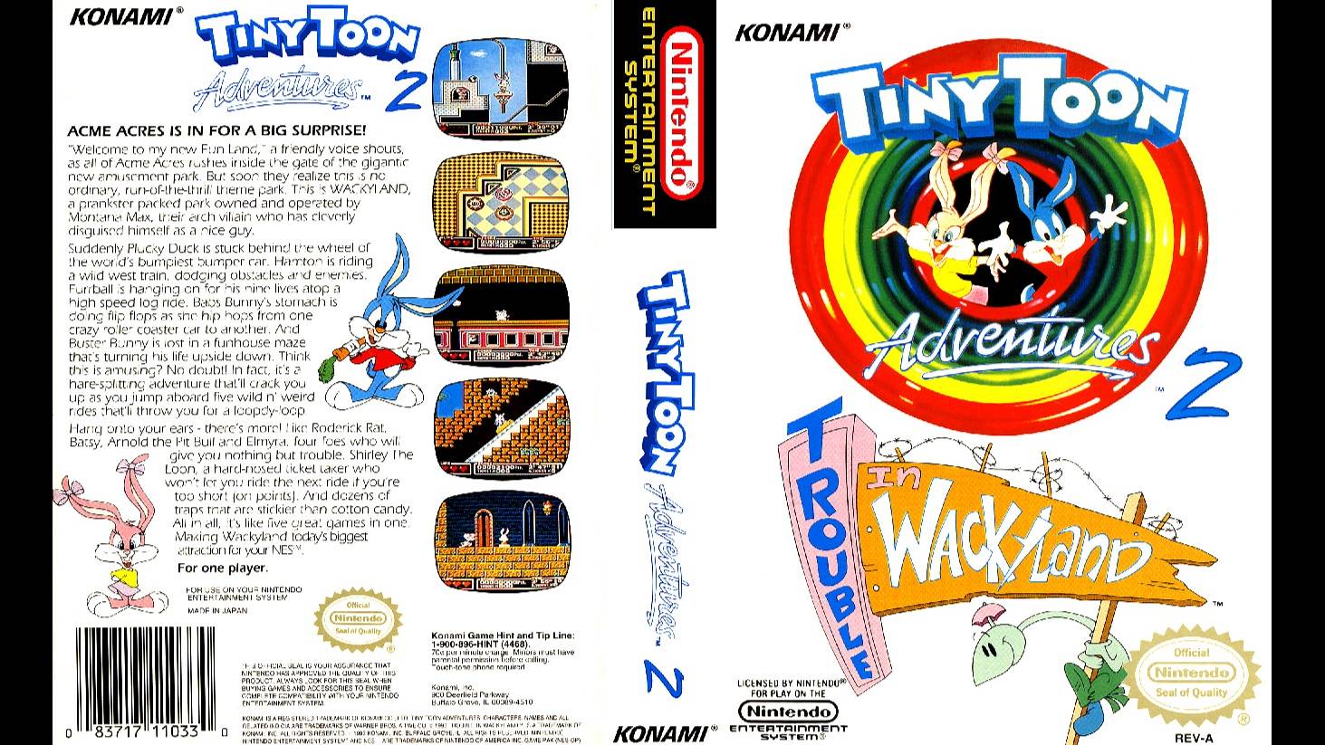 TINY TOON ADVENTURES 2. THE TROUBLE IN WACKYLAND. KONAMI. 1992. NES