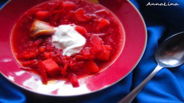 Борщ с кроликом на сметане