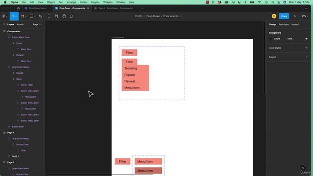 2_143. How to make a multi level drop down menu in Figma